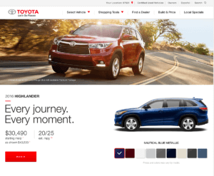 toyota highlander product page