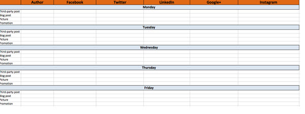 Hootsuite's template demonstrates what a social media calendar can look like.