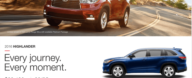 toyota highlander product page