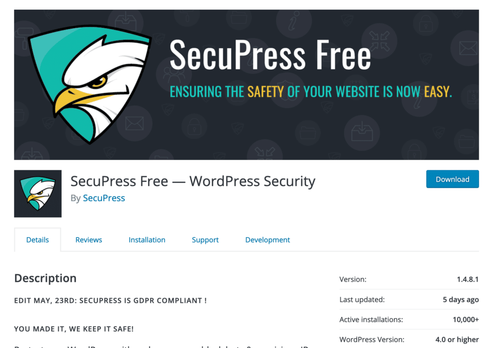 SecuPress security plugin